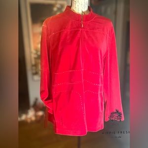 St John Sport Red Full Zip Track Jacket Size L